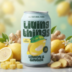 Living Things Lemon & Ginger Biotic Soda, 12 x 330ml