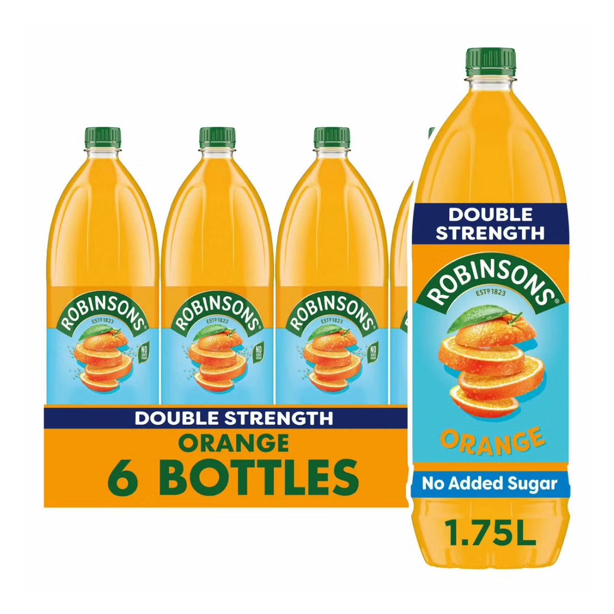 Robinsons Double Concentrate Orange, 6 x 1.75L