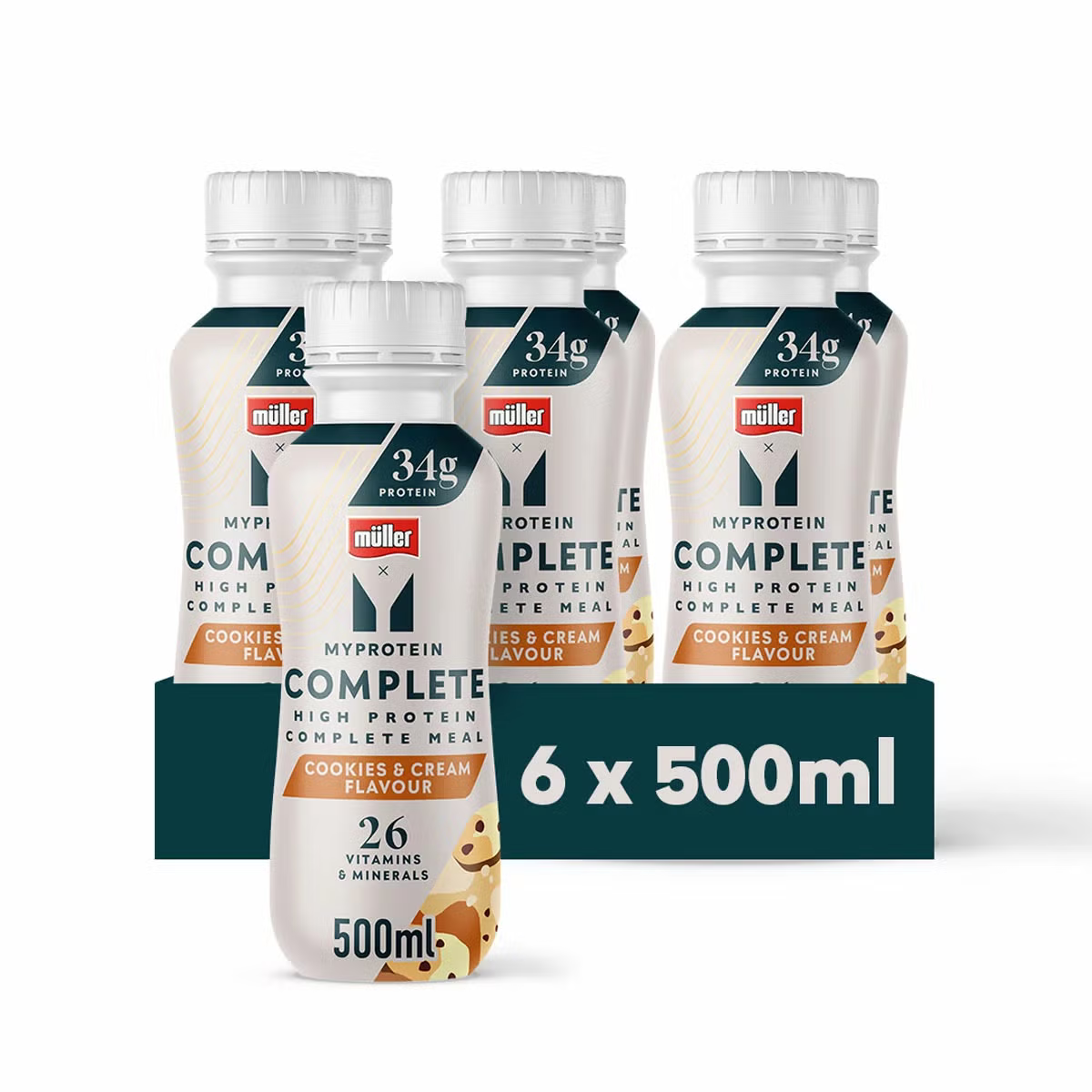 Muller x Myprotein, Meal Replacement Drink, Cookies & Cream 6 x 500ml