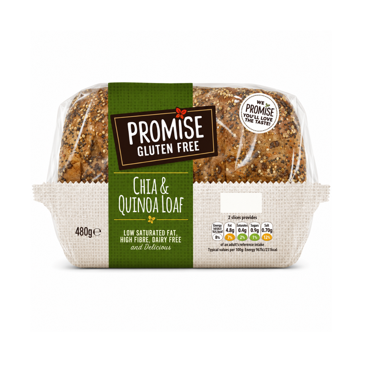 Promise Gluten Free Chia & Quinoa Sliced Bread Loaf 480g