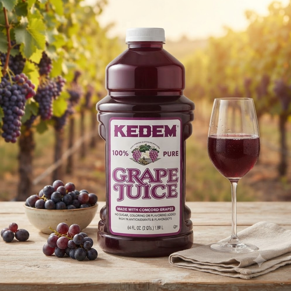 Kedem 100% Pure Grape Juice, 1.89L, Rich in Antioxidants