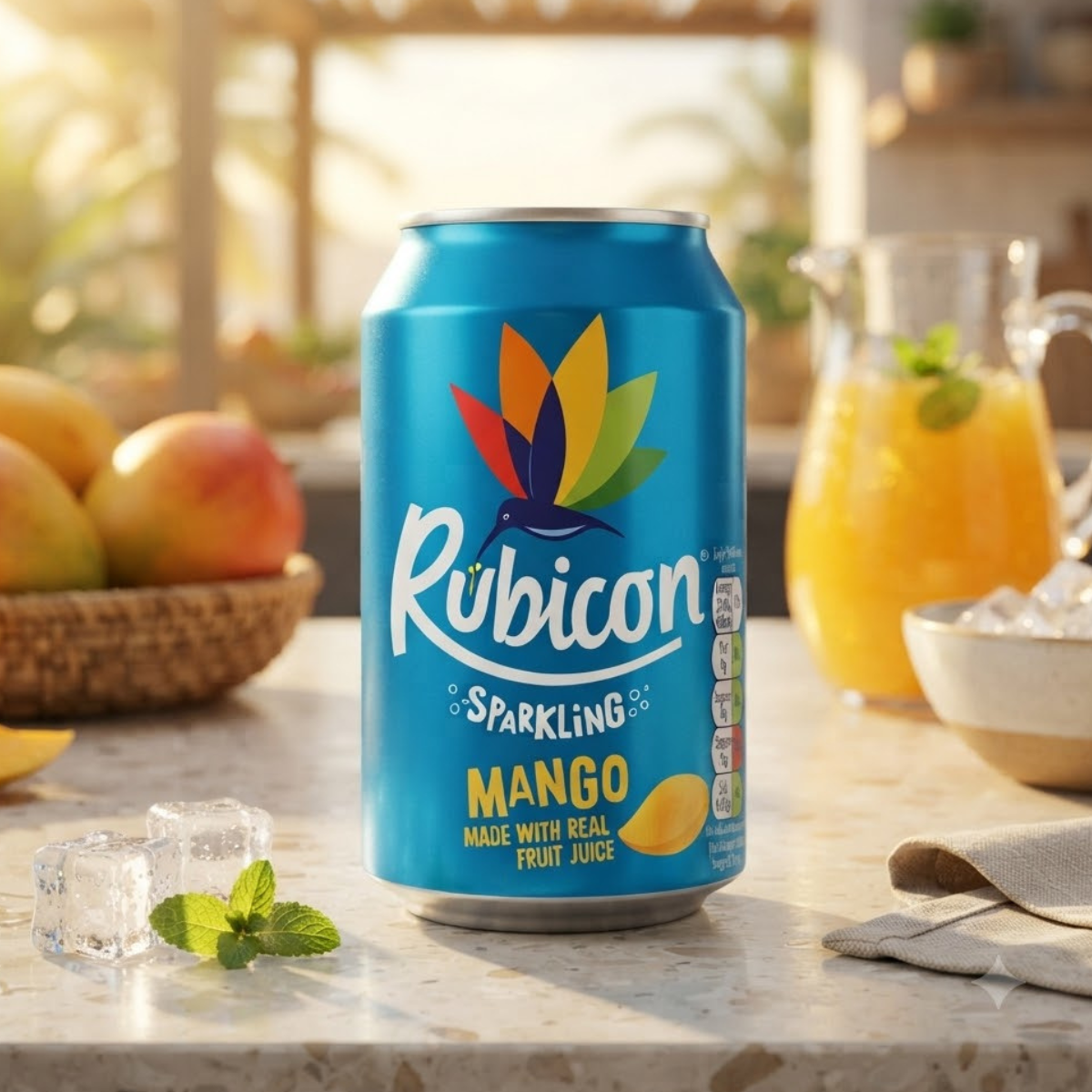 Rubicon Sparkling Mango, 24 x 330ml,-  Refreshing Carbonated Drink