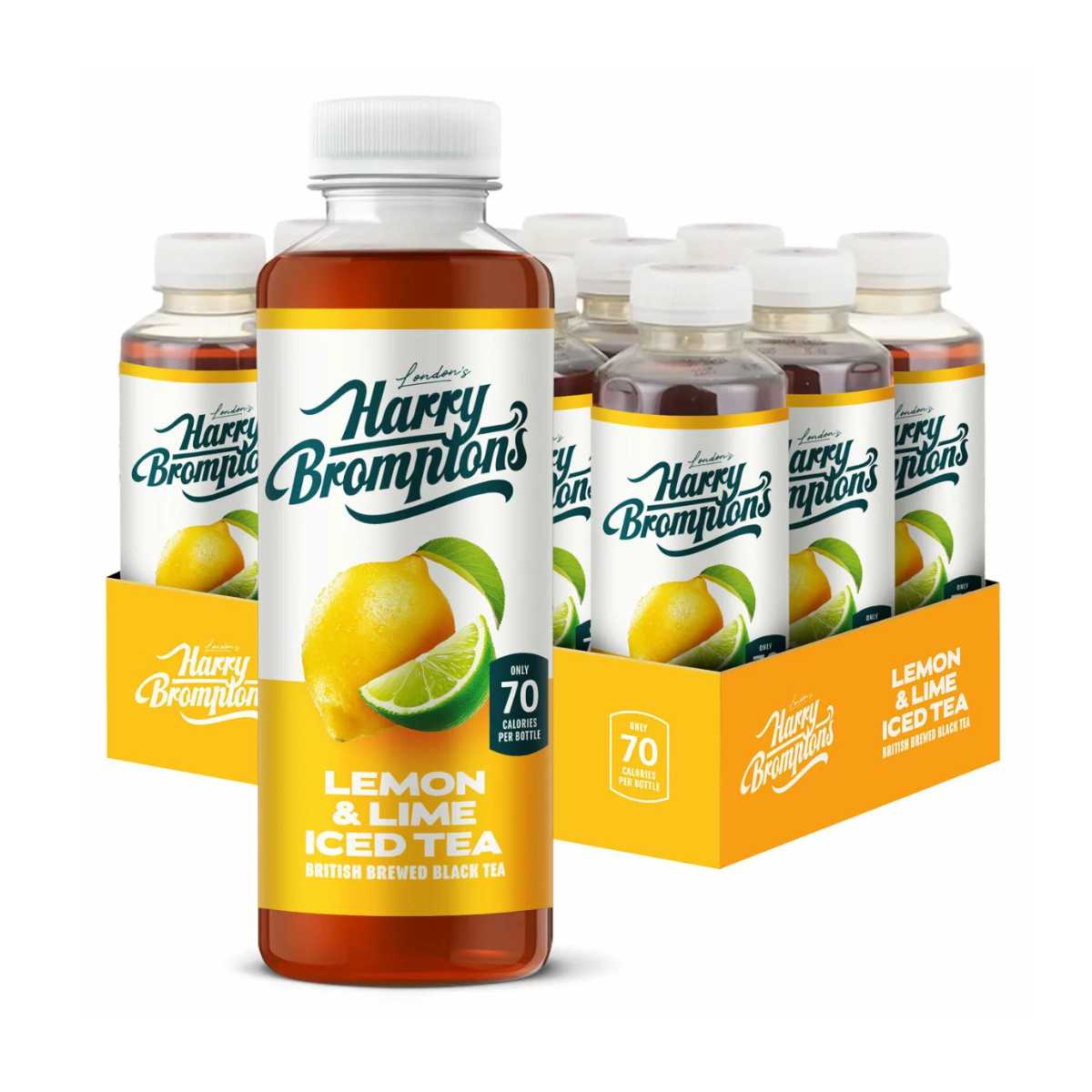Harry Bromptons Lemon & Lime Iced Tea, 12 x 500ml, Refreshing Kenyan Black Tea