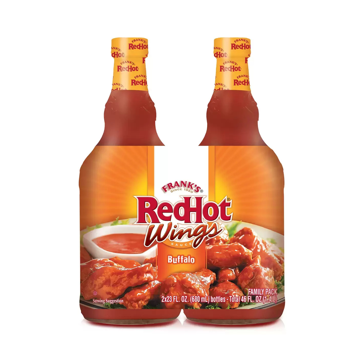 Frank's RedHot Wings Buffalo Sauce, 2 x 680ml - Hot and Spicy Restaurant-Style