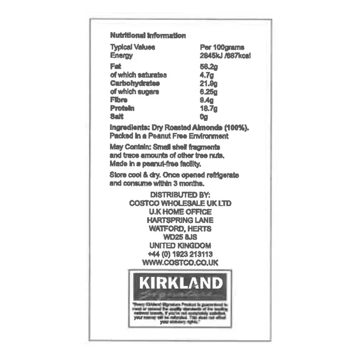 Kirkland Signature Creamy Roasted Almond Butter Spread, 765g