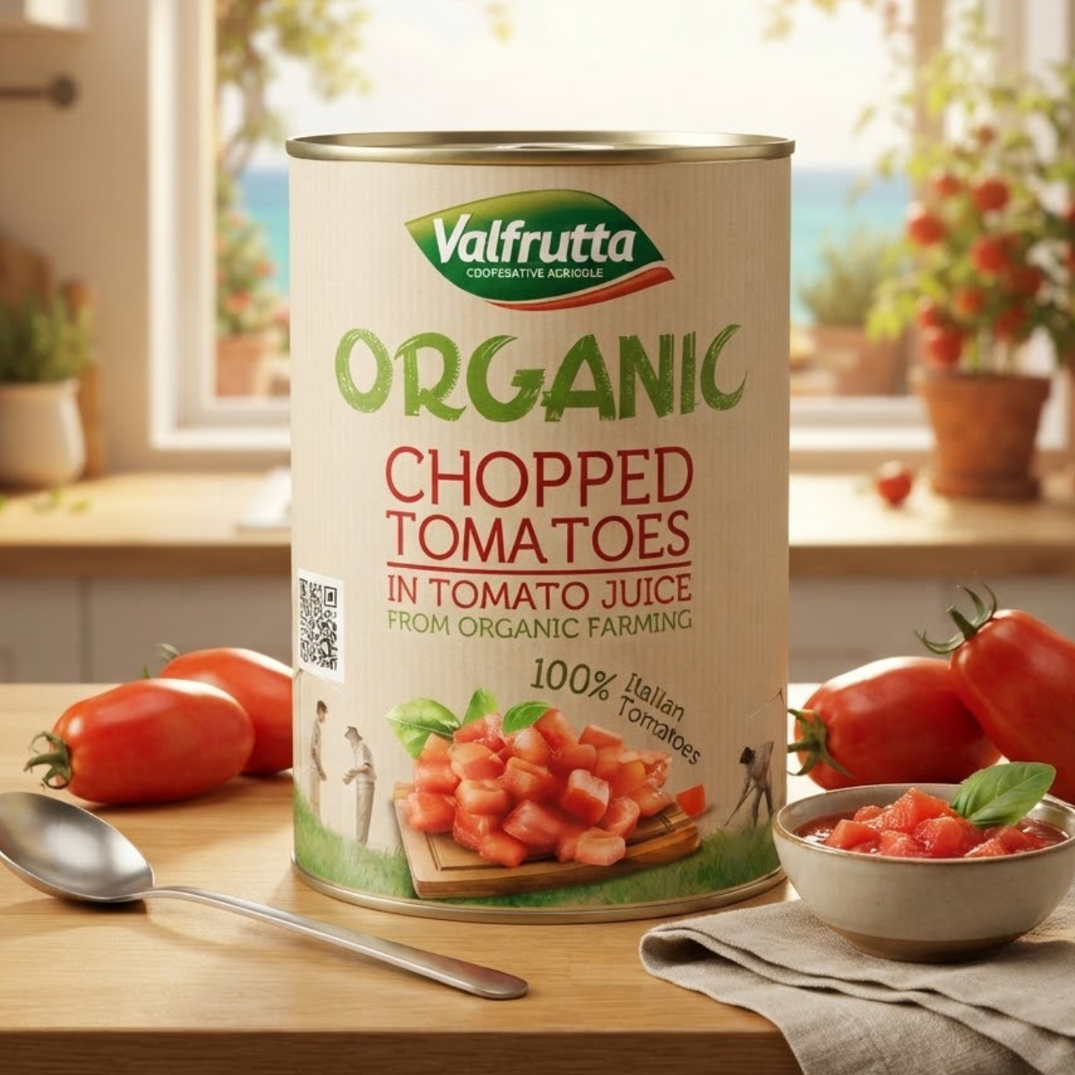Valfrutta Organic Chopped Tomatoes, 12 x 400g, Pesticide-Free Pantry Essential