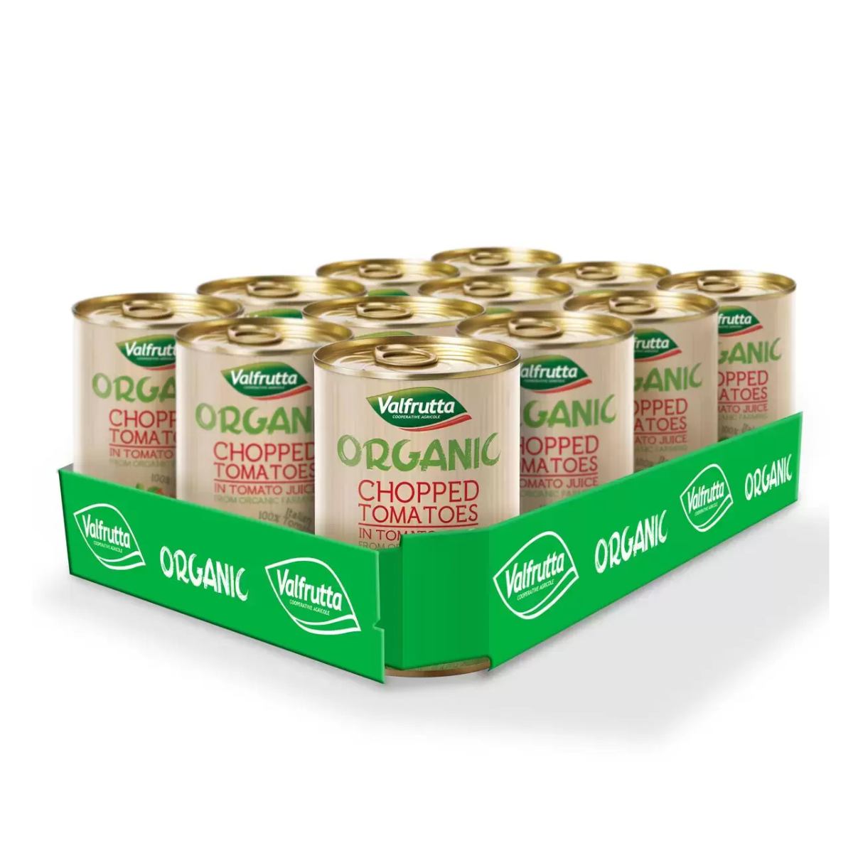 Valfrutta Organic Chopped Tomatoes, 12 x 400g, Pesticide-Free Pantry Essential