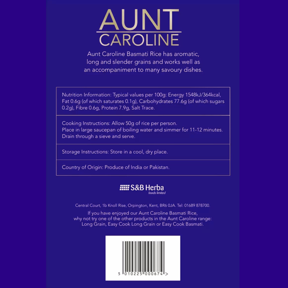 Aunt Caroline Basmati Rice, 5kg