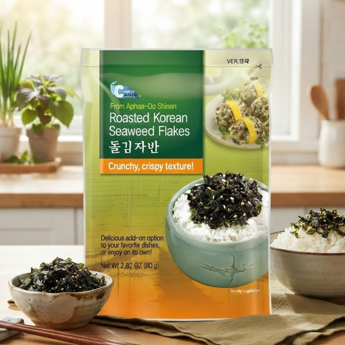 Seaweed Snack Roasted Korean Seaweed Flakes, 3 x 80g, Crispy & Savoury Umami Flavor