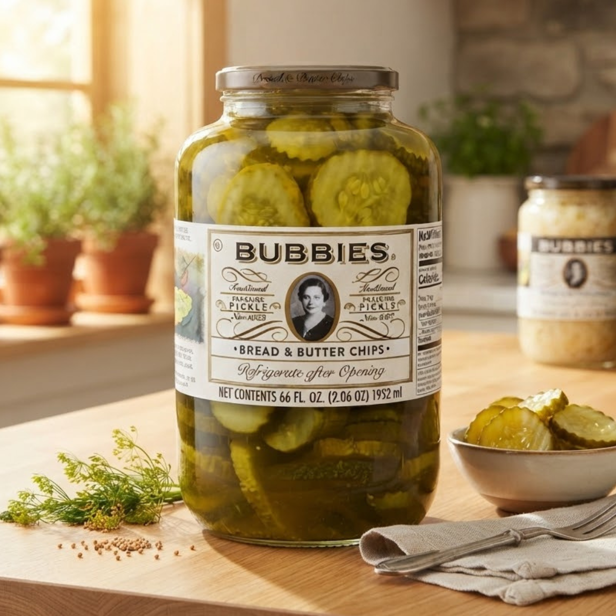 Bubbies Bread and Butter Pickle Chips, 1.95L, Tart and Subtly Sweet