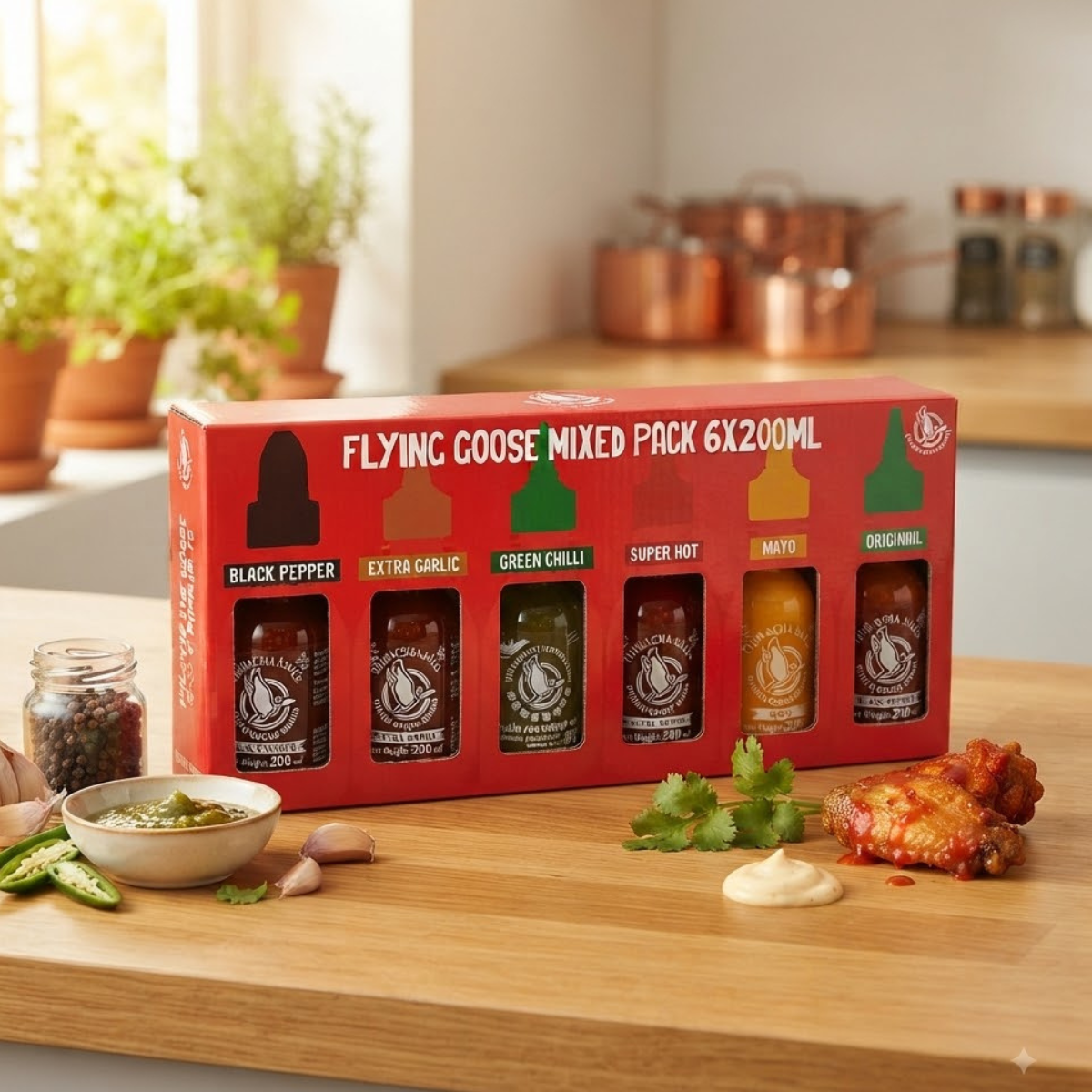Flying Goose Sriracha Chilli Sauce Selection Pack, 6 x 200ml