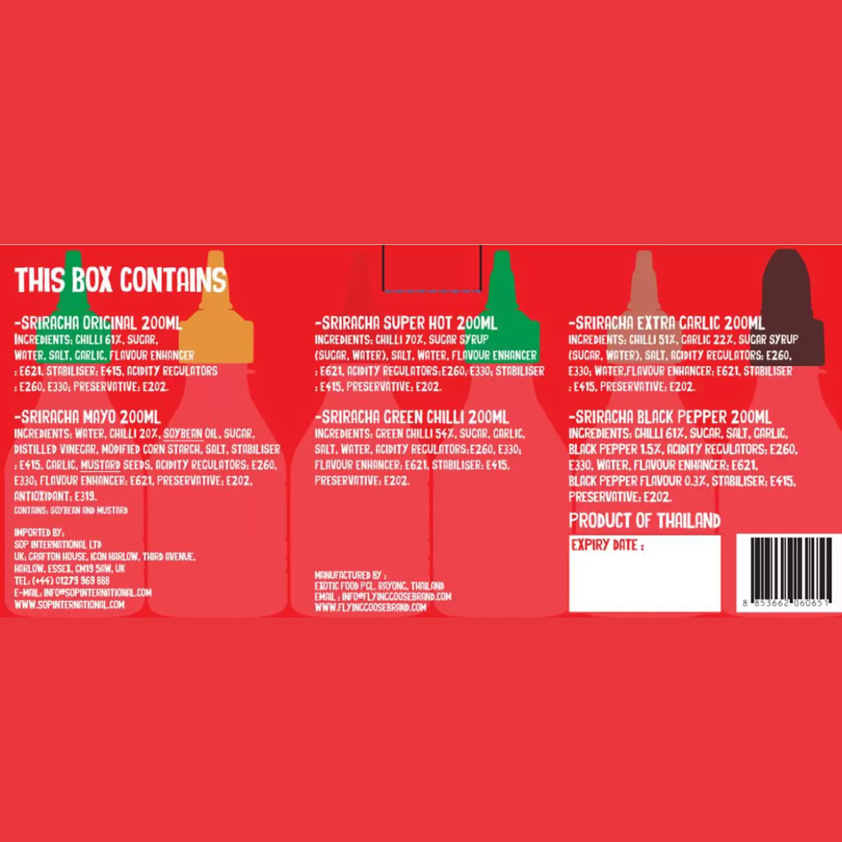 Flying Goose Sriracha Chilli Sauce Selection Pack, 6 x 200ml