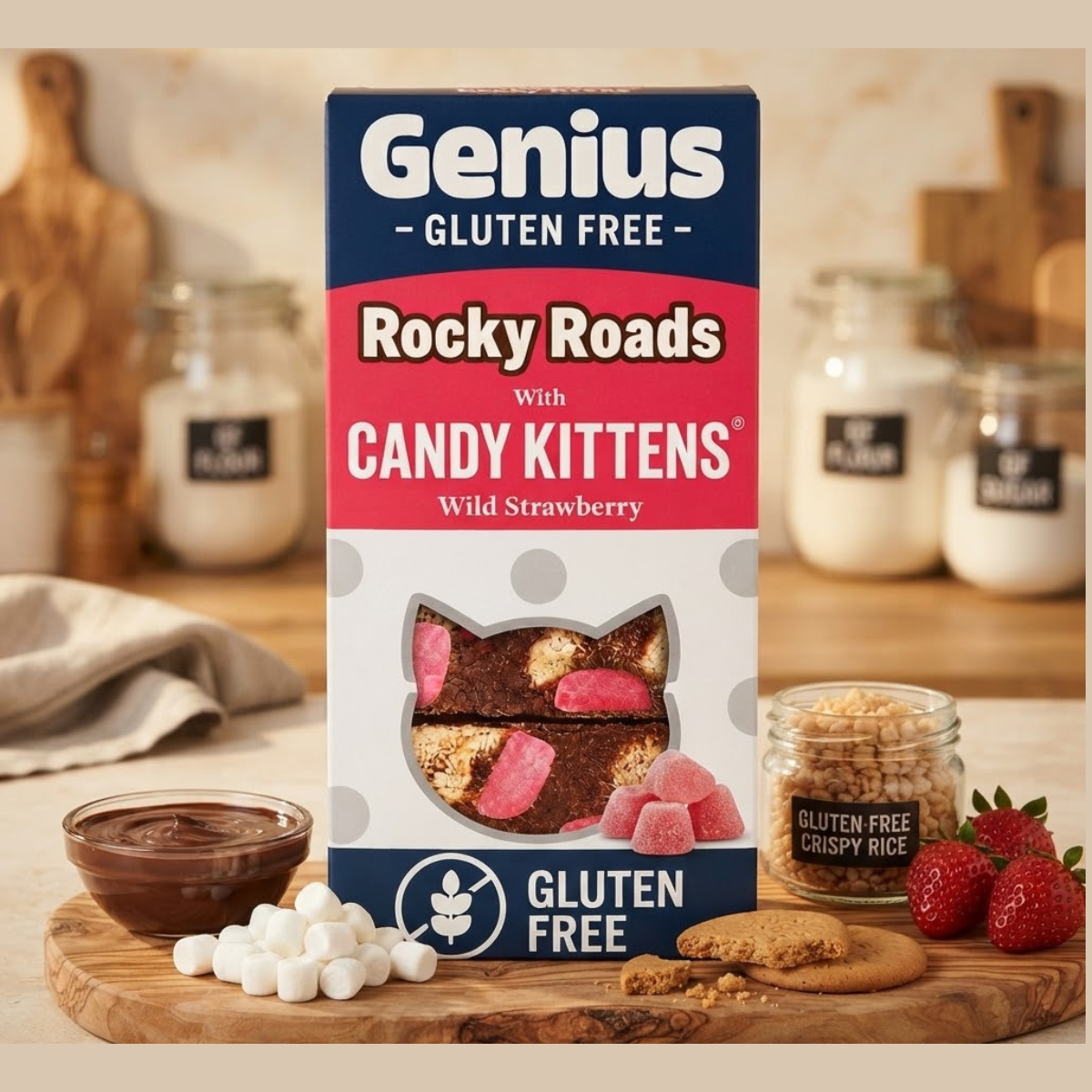Genius Rocky Roads with Wild Strawberry Candy Kittens 4 pack (200g)