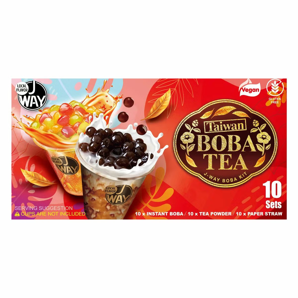 JWAY Taiwan Boba Tea Kit, 10 Sets / 5 Flavours