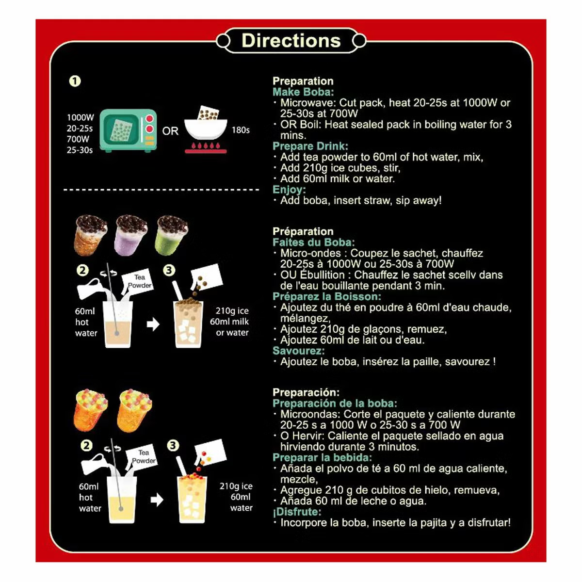JWAY Taiwan Boba Tea Kit, 10 Sets / 5 Flavours