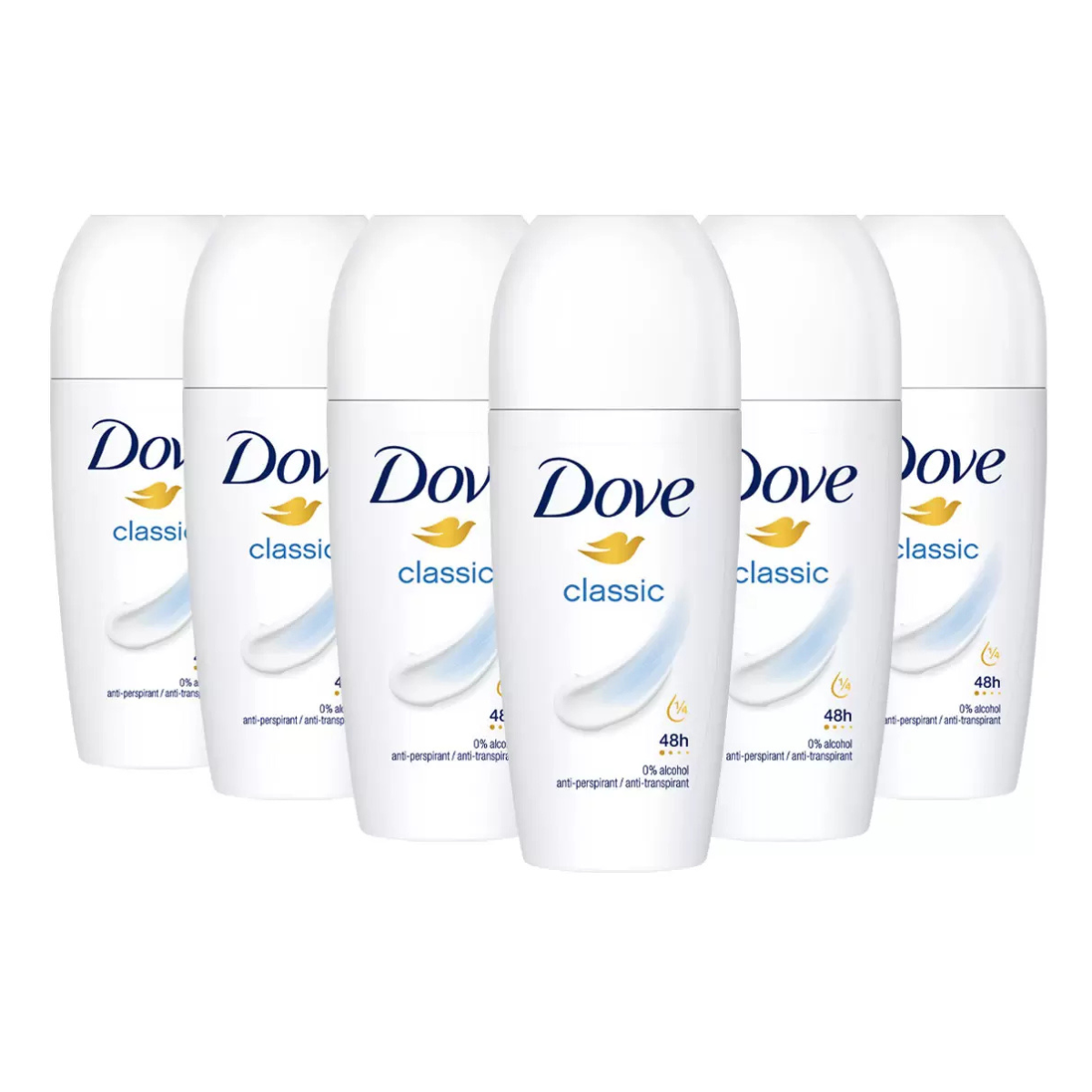 Dove Roll-On Deodorant, 6 x 50ml