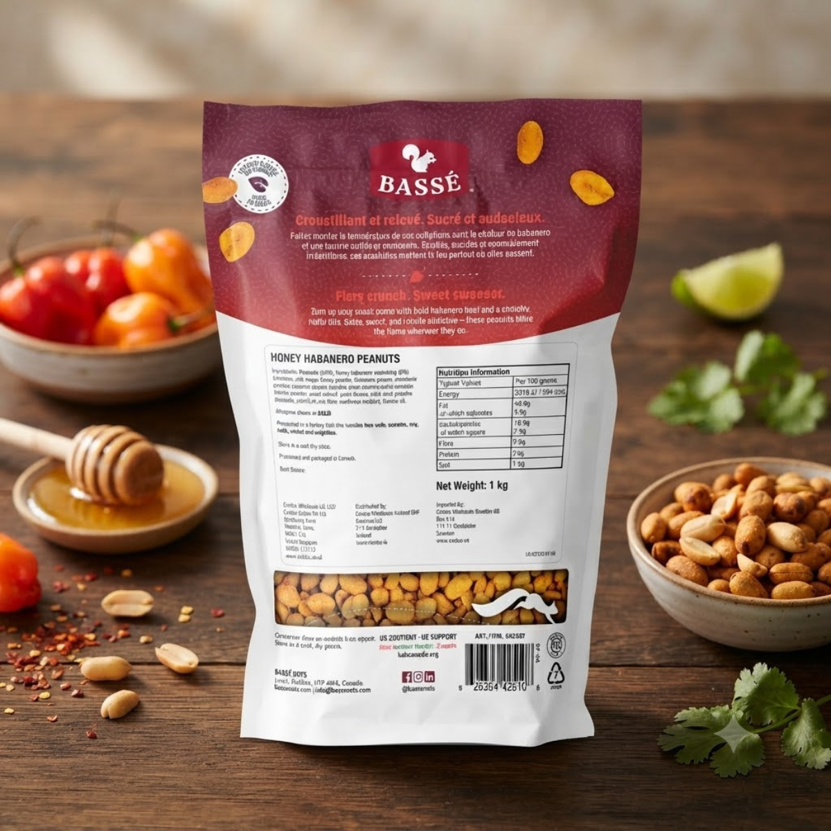 Basse Honey Habenero Peanuts, 1kg