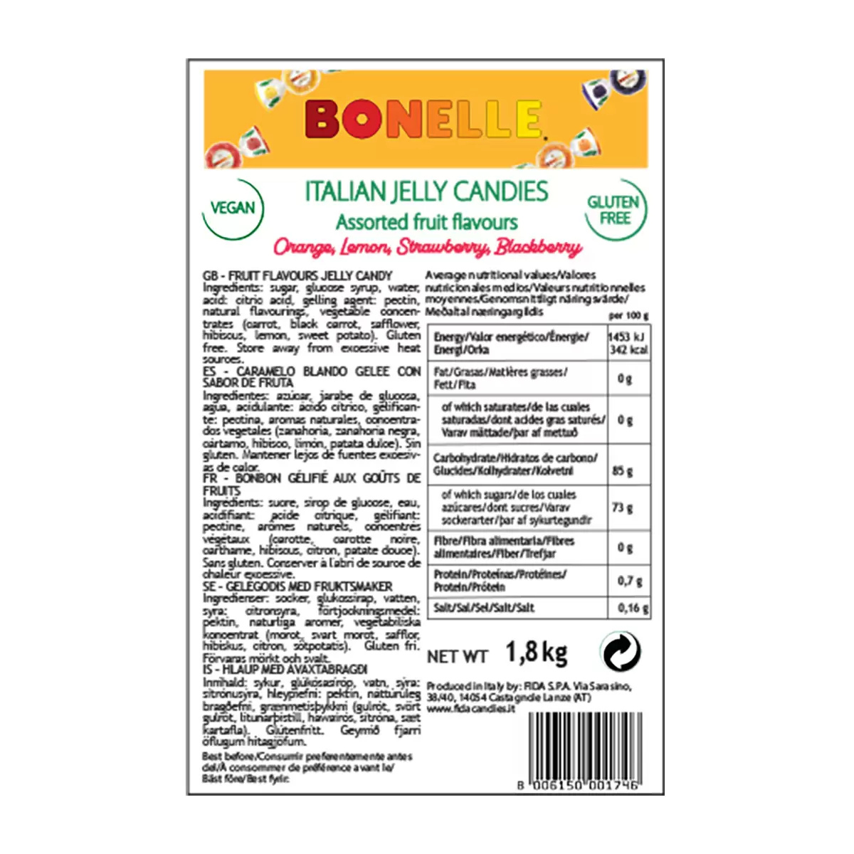 Bonelle Italian Fruit Jellies, 1.8kg