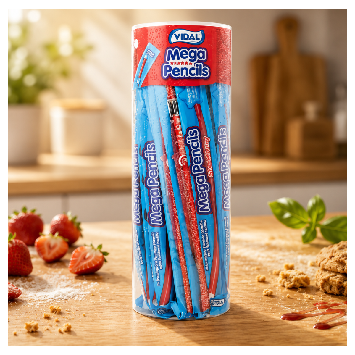 Vidal Strawberry Mega Pencil 40 x 23g Strawberry Flavour Candy Multipack