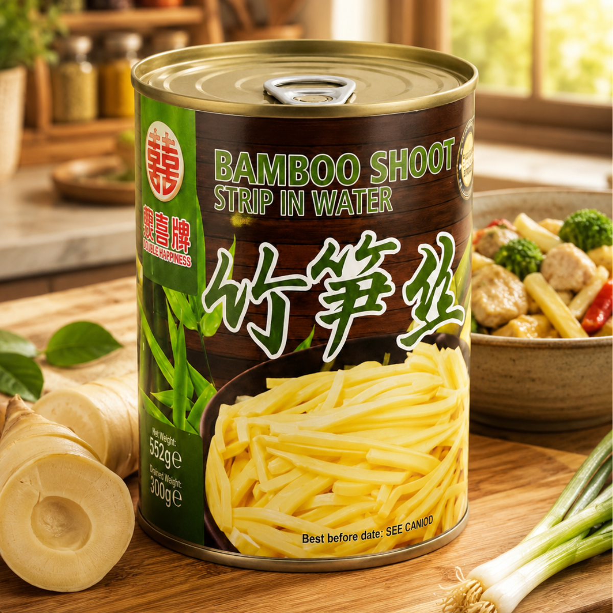 DOUBLE HAPPINESS Bamboo Shoot Strips – Tender Bamboo Strips for Stir Fry Recipes