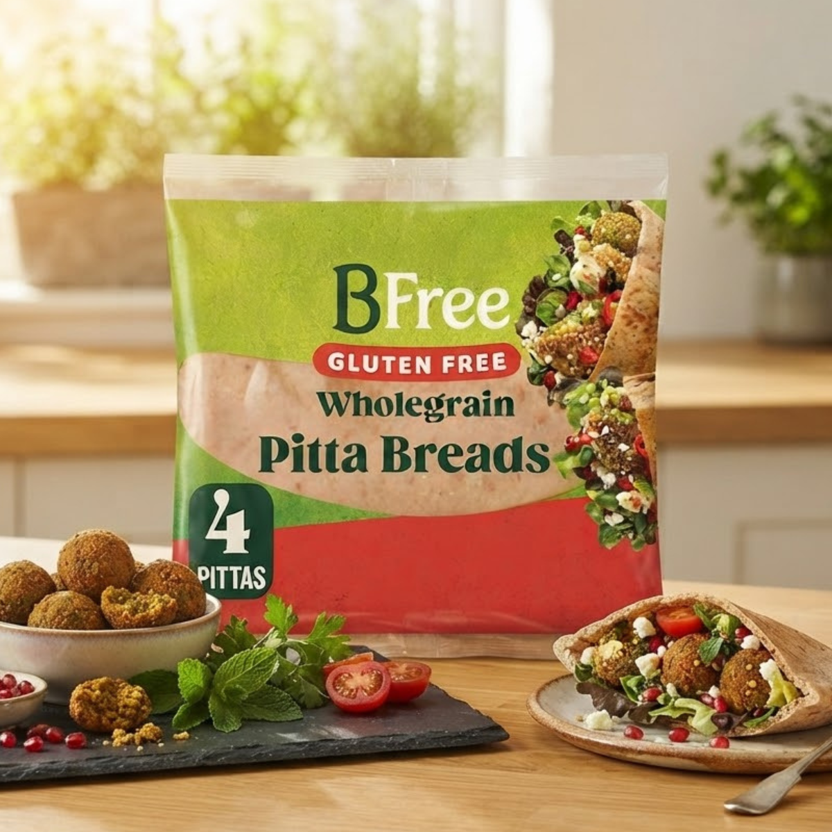 BFree Wholegrain Gluten Free Pitta Bread 4 Pack 55g