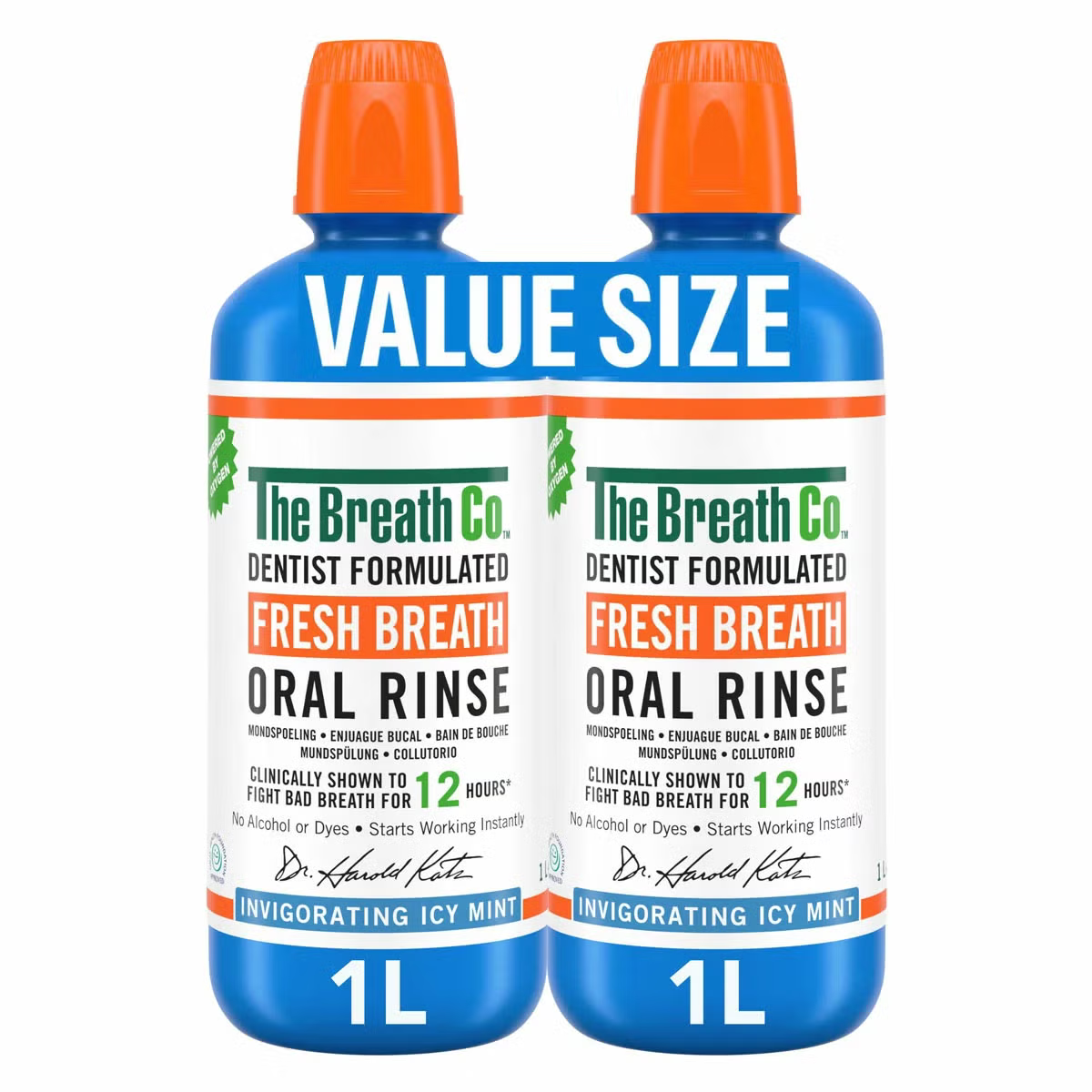 The Breath Co Mouthwash Icy Mint, 2 x 1L