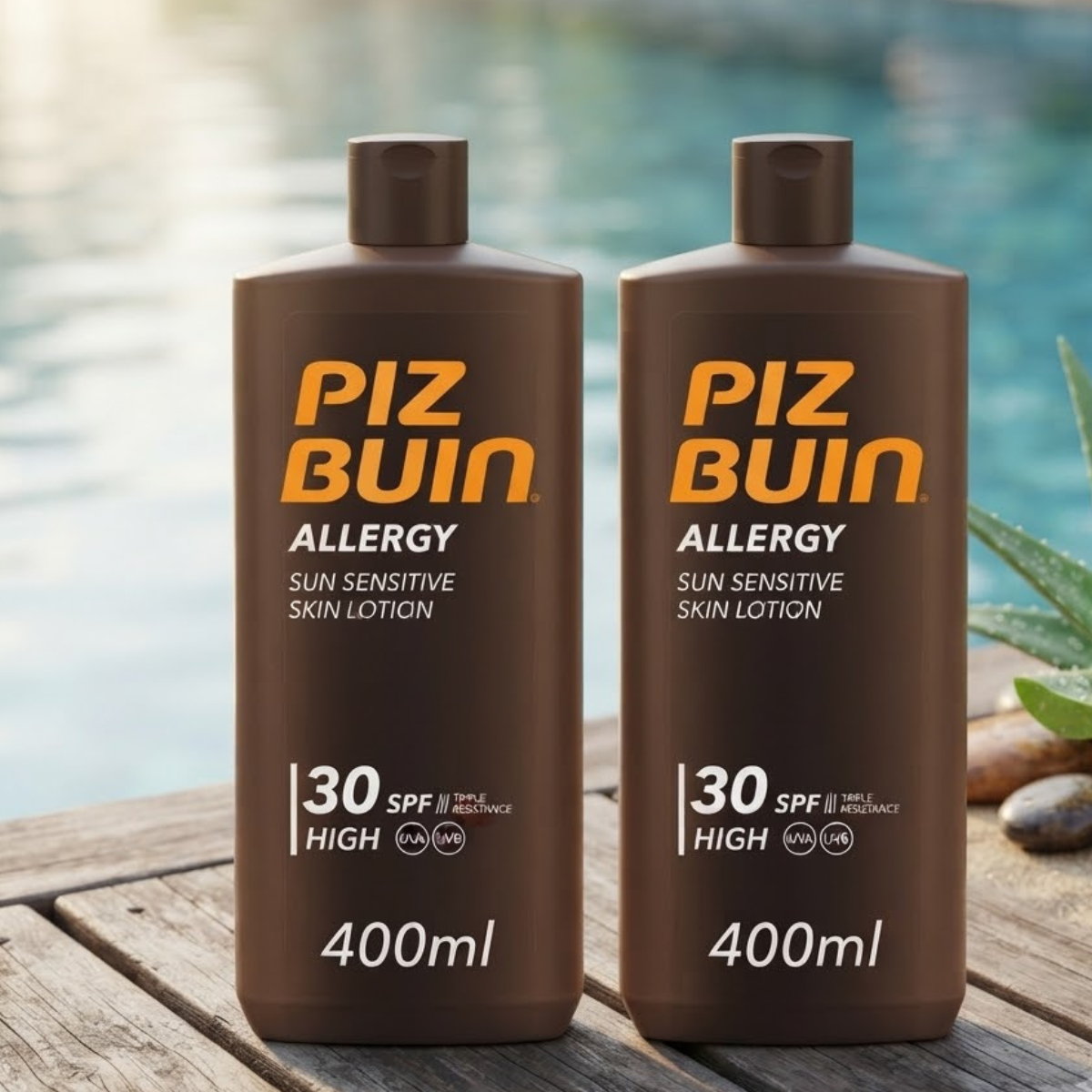 Piz Buin SPF 30 Allergy Suncare Skin Lotion, 2 x 400ml
