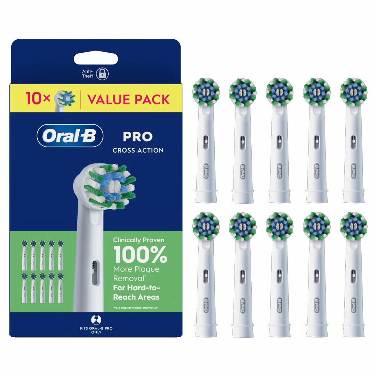 Oral B Cross Action Brush Heads 10 Pack in White