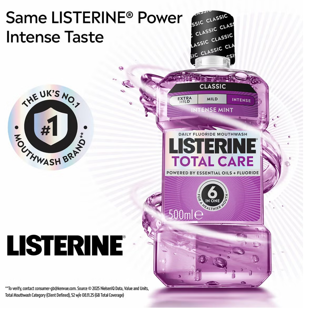 Listerine Total Care Intense Taste Classic Mouthwash, 2 x 1L