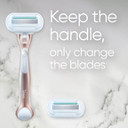 Gillette Venus Deluxe Smooth Sensitive Razor, Metal Handle & 8 Blades