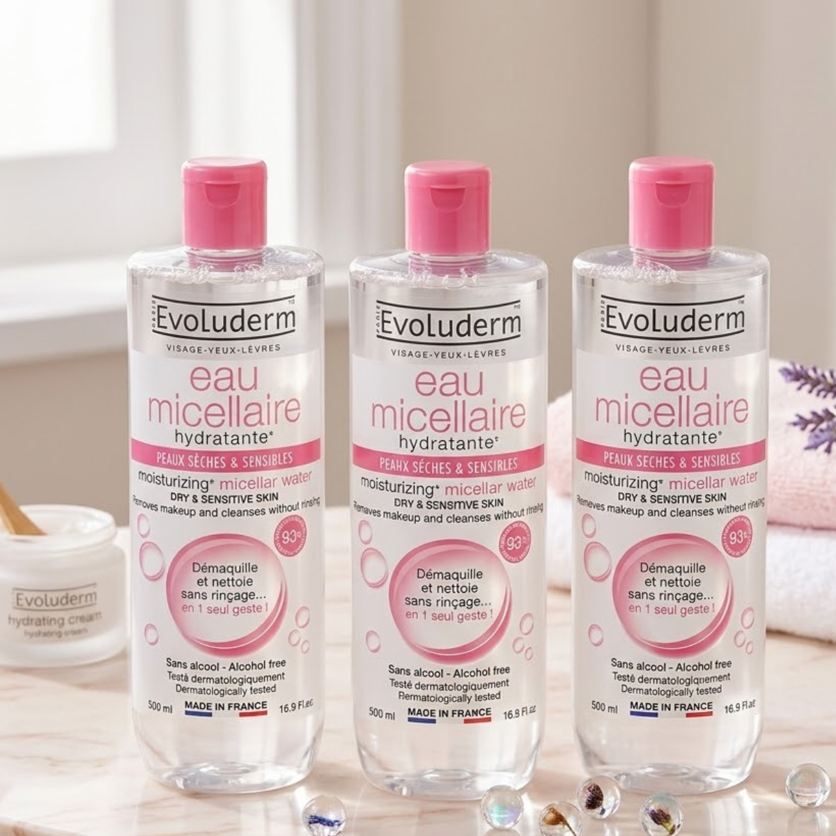 Evoluderm Micellar Water, 3 x 500ml