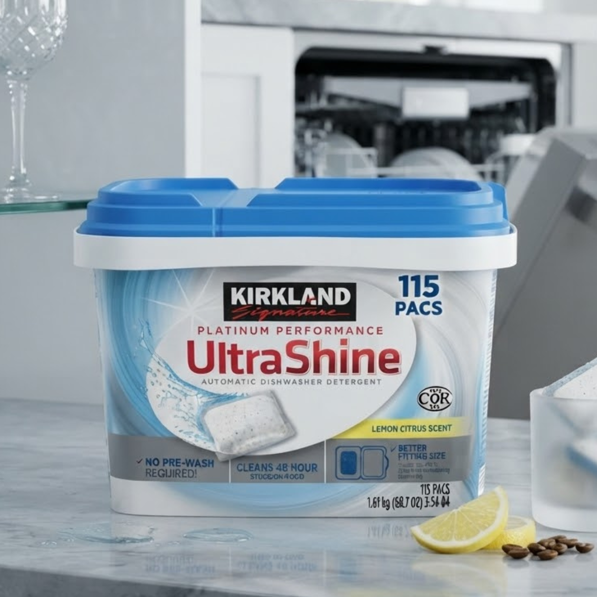 Kirkland Signature Ultra Shine Dishwasher Pacs, 115 Count