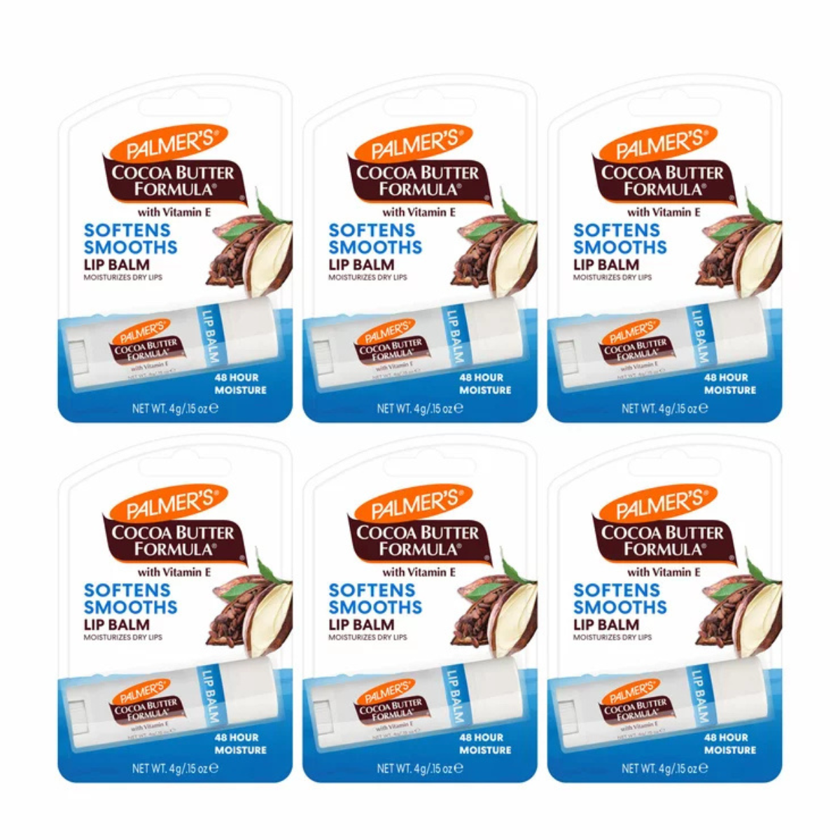Palmers Lip Balm Cocoa Butter, 6 Pack