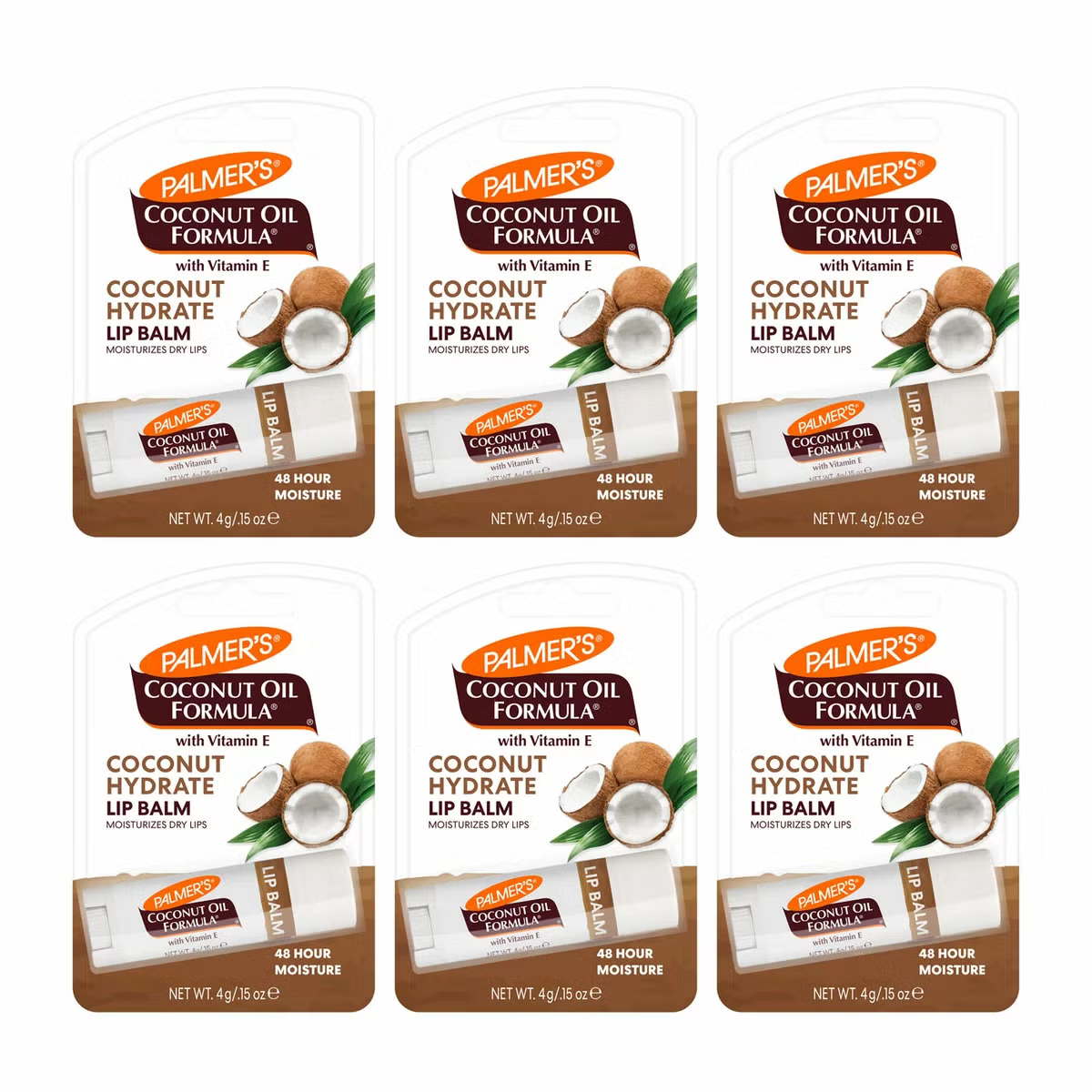 Palmers Lip Balm Coconut Oil, 6 Pack