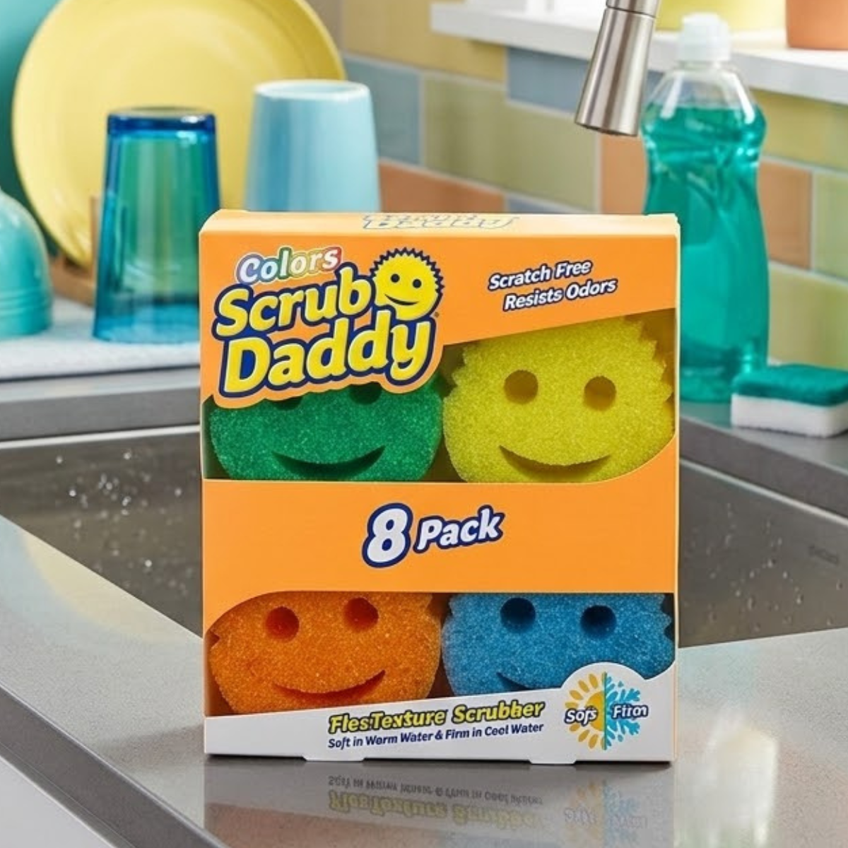 Scrub Daddy FlexTexture Scrubber, 8 Pack