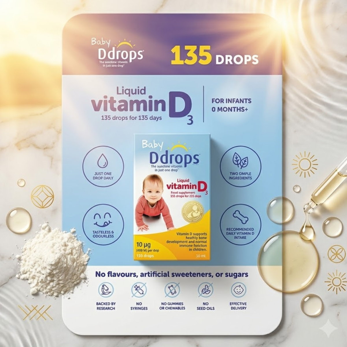 Baby Ddrops Vitamin D, 10mcg 135 Drops