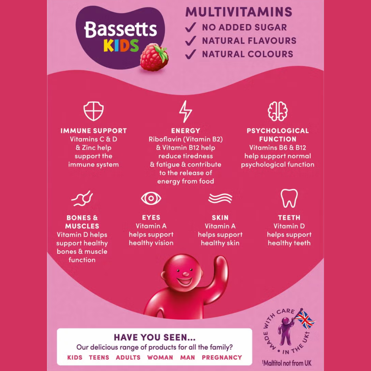 Bassetts Raspberry Multivitamin 7-11 Years, 5 x 30 Count