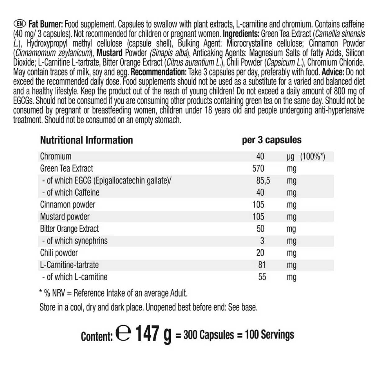Weider Fat Burner, 300 Count