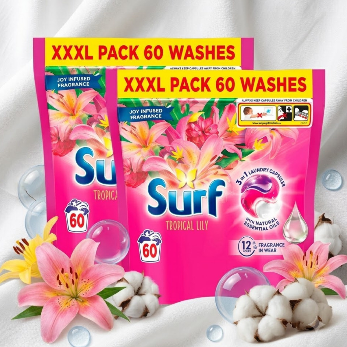 Surf Capsules  3 in 1, 2 x 60 Wash