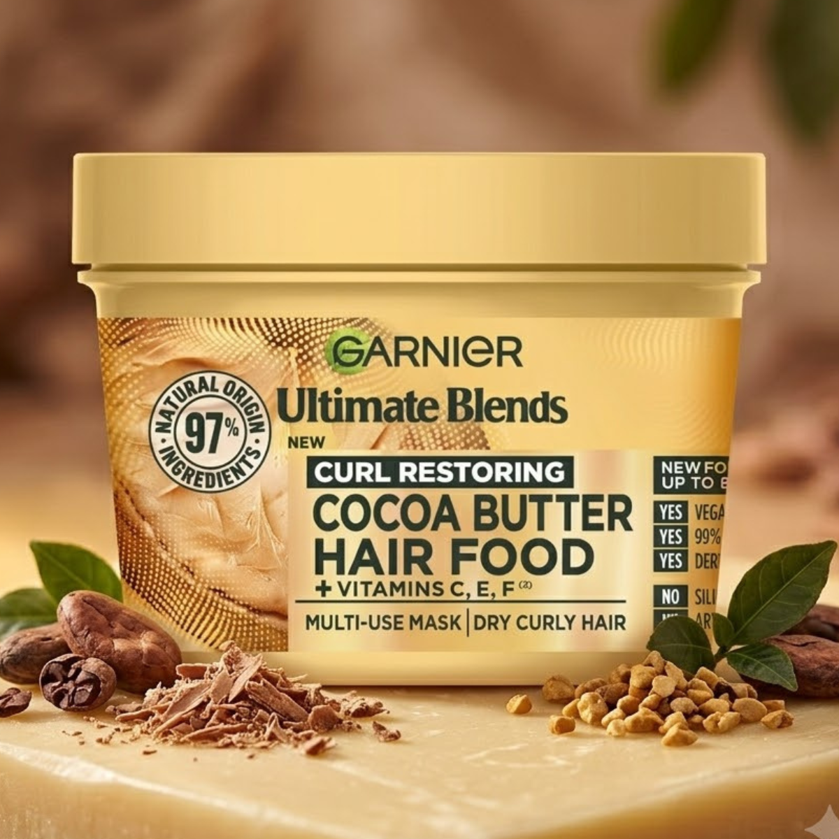 Garnier Ultimate Blends Curl Restoring Cocoa Butter Hair Food Mask, 3 x 400ml
