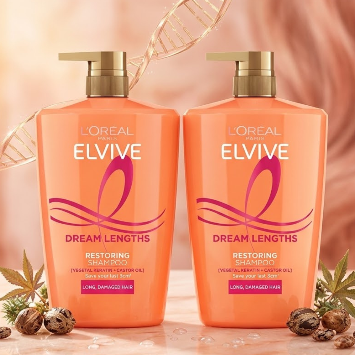 Loreal Elvive Dream Lengths Shampoo, 2 x 1L