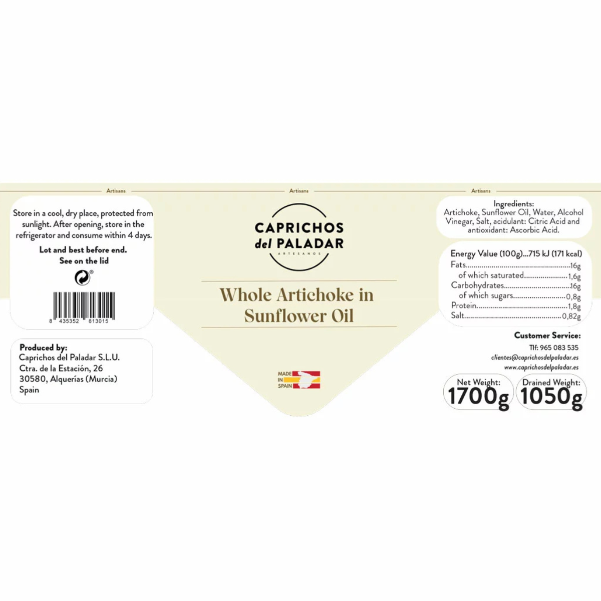 Caprichos Del Paladar Long Stem Whole Artichokes, 1.7kg