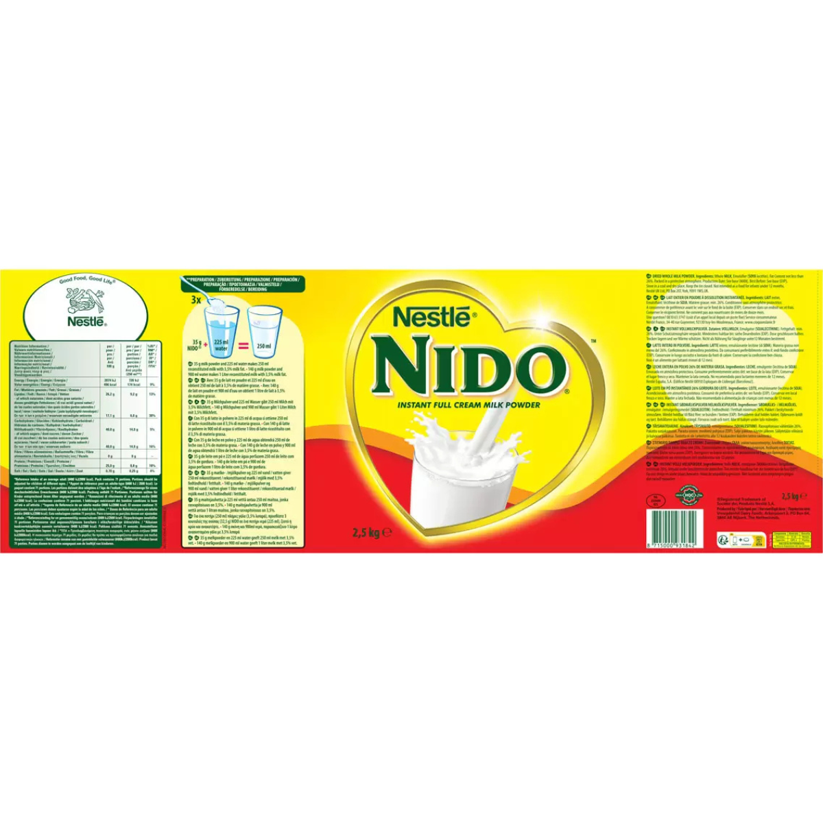 Nestlé Nido Dried Whole Milk Powder 2.5kg