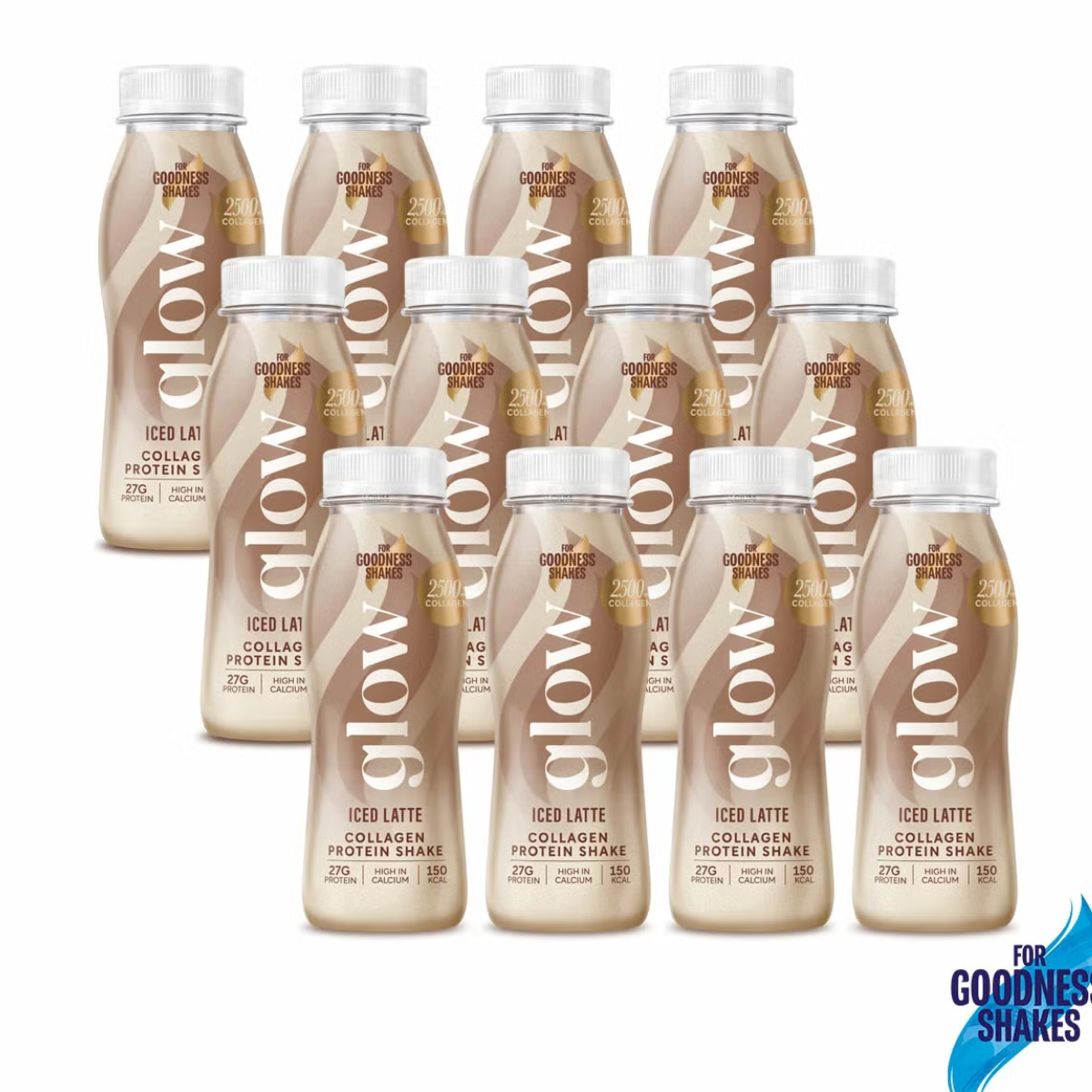For Goodness Shakes, Glow Collagen, Iced Latte Protein Shake, 12 x 250ml