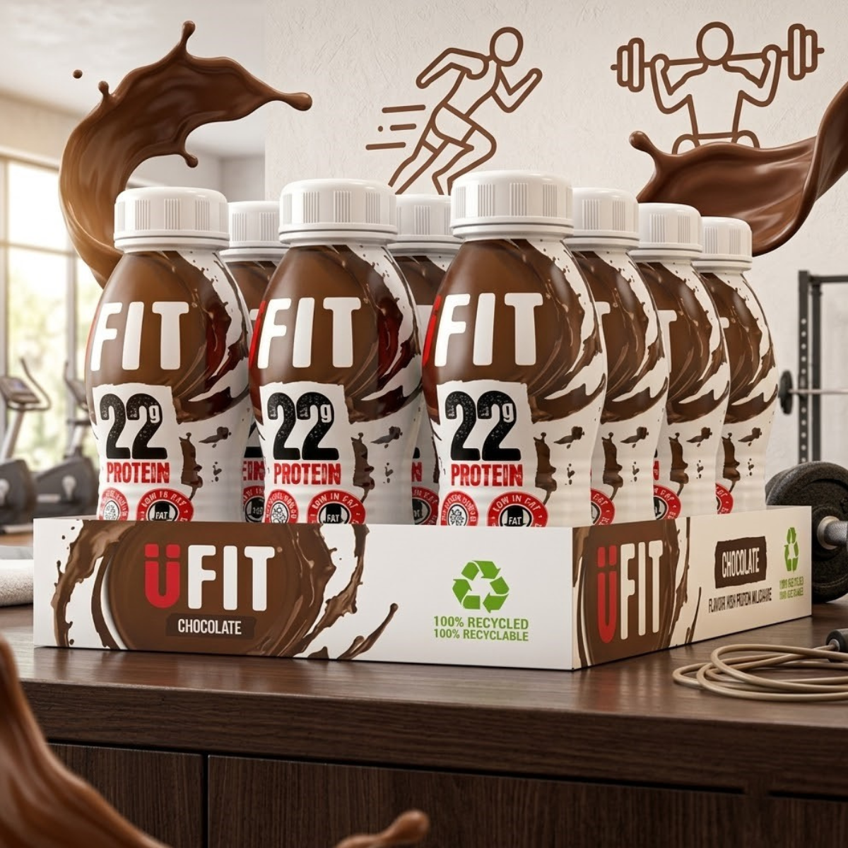 UFIT Chocolate Protein Shake, 12 x 310ml