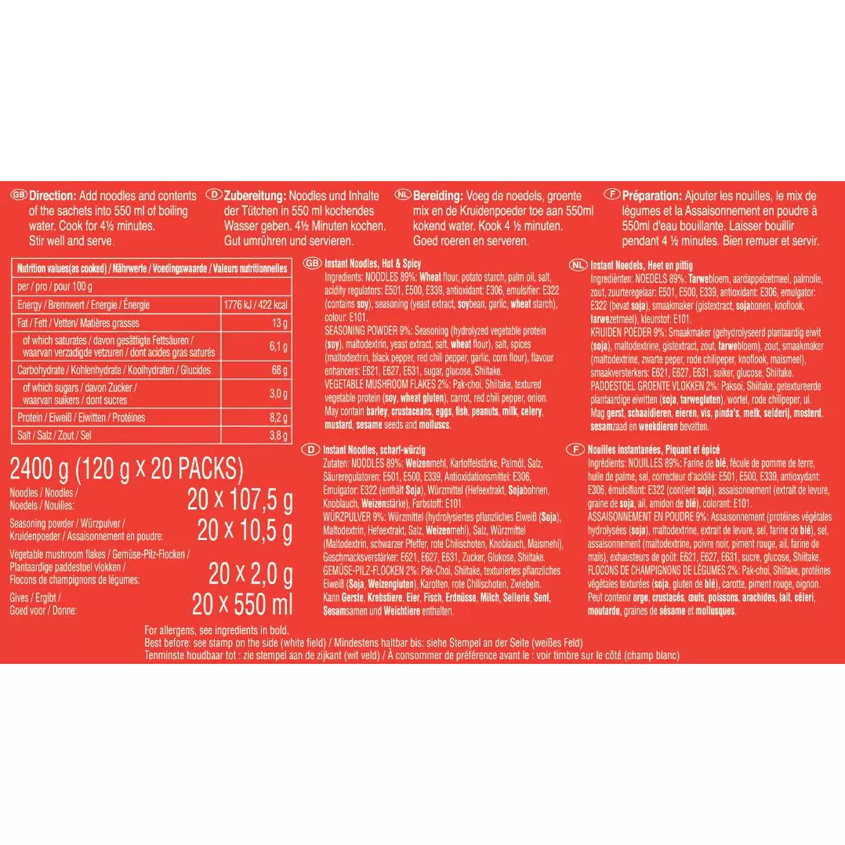 Nongshim Spicy Shin Ramyun Noodles, 20 x 120g