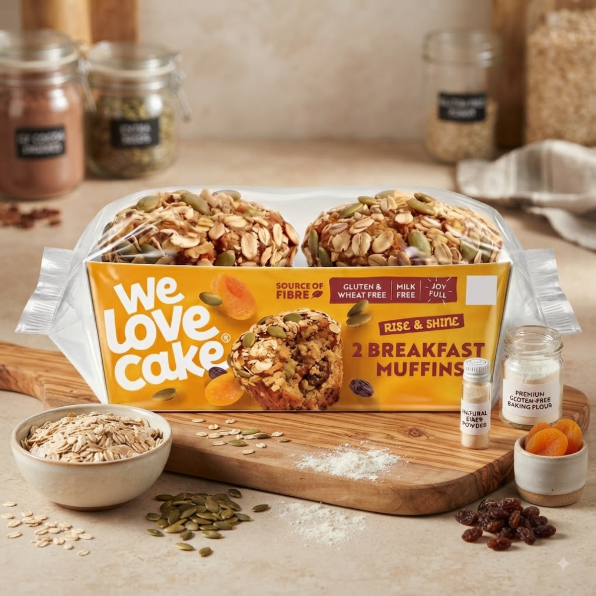 We Love Cake 2 Breakfast Muffins 100g– Fruit, Seeds & Gluten-Free Oats