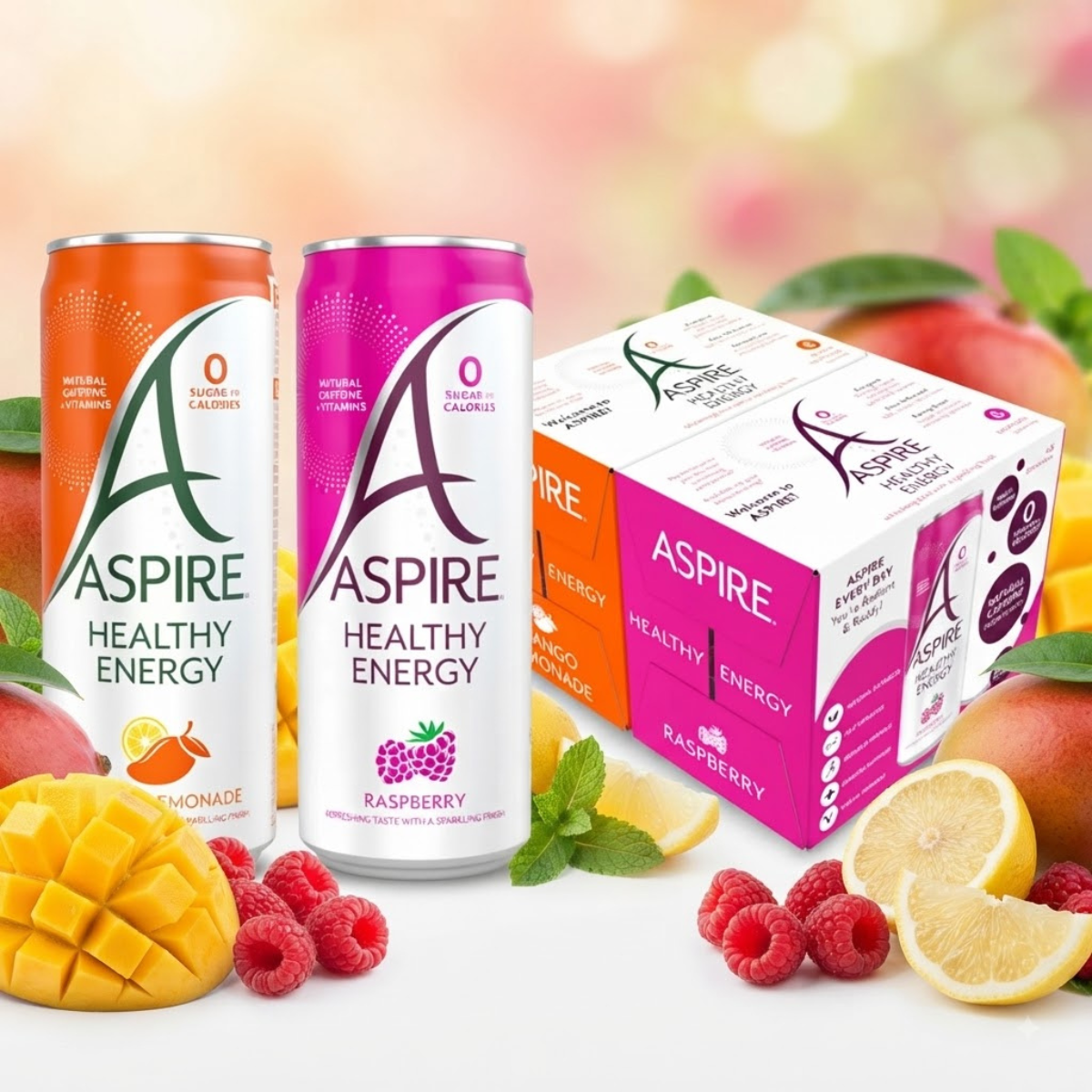 Aspire Mango Lemonade and Raspberry, 12 x 330ml
