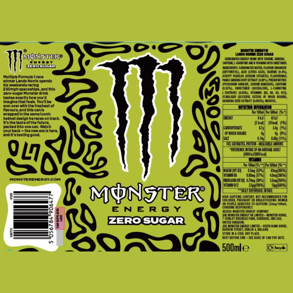 Monster Lando Norris Zero Sugar, 12 x 500ml