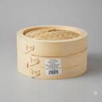 Bamboo Steamer 8 Inch – 1 Basket with Lid for Dumplings & Dim Sum